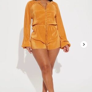 Fashion Nova Orange Long Sleeve Romper